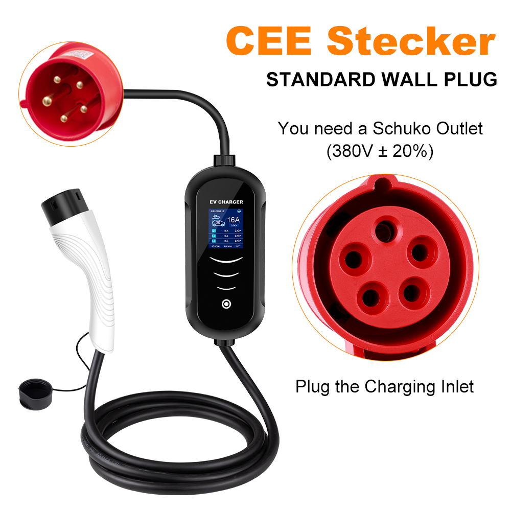 IPENGEN 11KW 16A 3 Phase EV Po - đánh giá và giá Portable Ev Charger 32A Type 2 Cee Plug